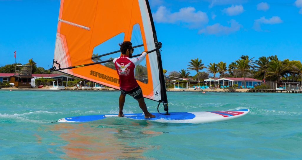A man surfing on a windsurf board Exocet Windsurfer LT